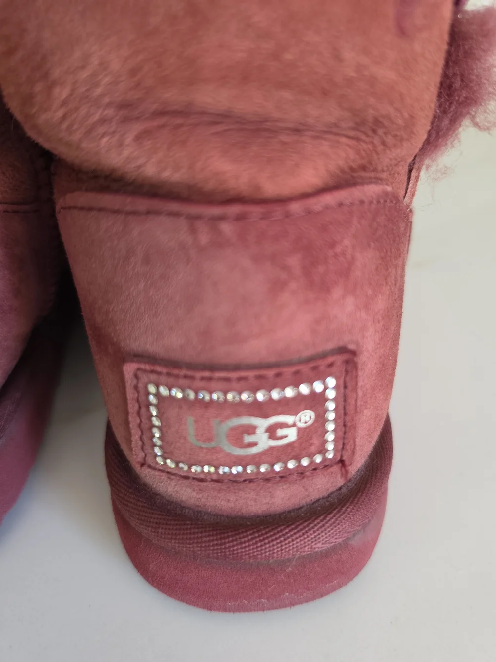 UGG Bailey Button Bling Boots Rose Pink/Purple Women’s Size 7 Swarovski Crystal